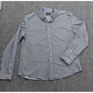 LRL Ralph Lauren Shirt Mens Large Gray Blue Striped Button Down Soft Stretch